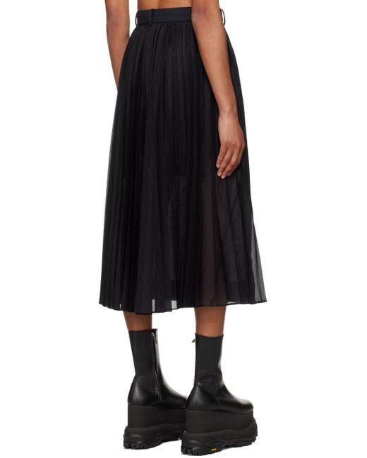 Sacai Black Pinstripe Midi Skirt