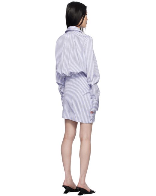 Robe Courte De Style Chemise Bleu Et Blanc À Rayures The Attico en coloris Black