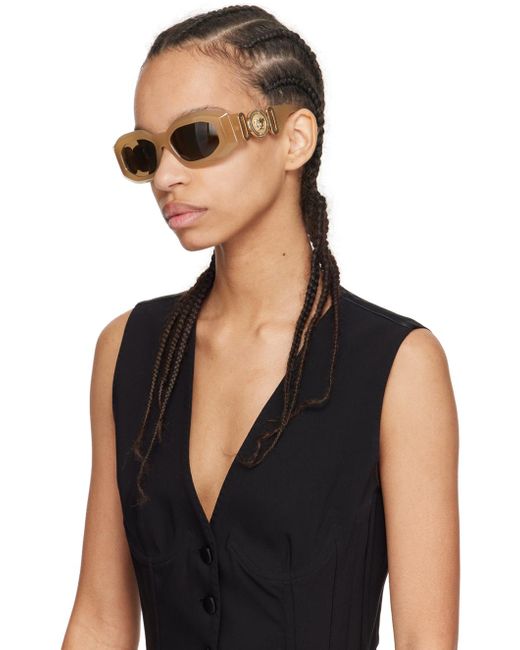 Versace Black Tan Maxi Medusa Biggie Sunglasses