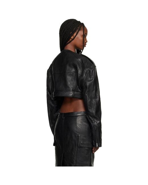 Rick Owens Black Temple Micro Leather Biker Jacket