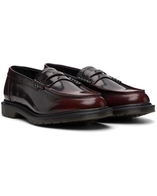 Dr. Martens Black Burgundy Mayfare Rub Off Leather Penny Loafers