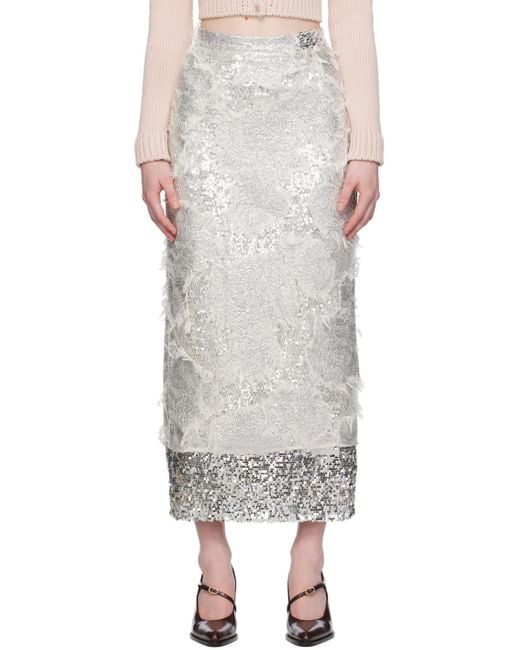 Erdem Metallic Layered Midi Skirt