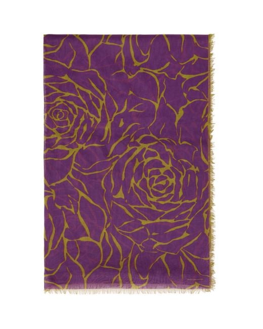 Dries Van Noten Purple Floral Scarf for men