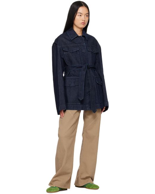 Dries Van Noten インディゴ ベルト デニムジャケット ブルー | Lyst