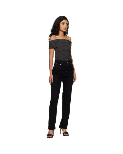 Agolde Black 90's Pinch Waist High Rise Straight Long Jeans