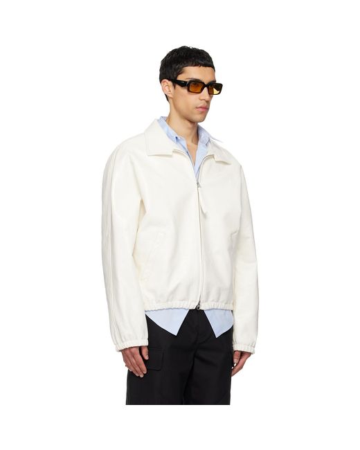Courreges White Off- Vinyl Zipped Bomber Jacket for men