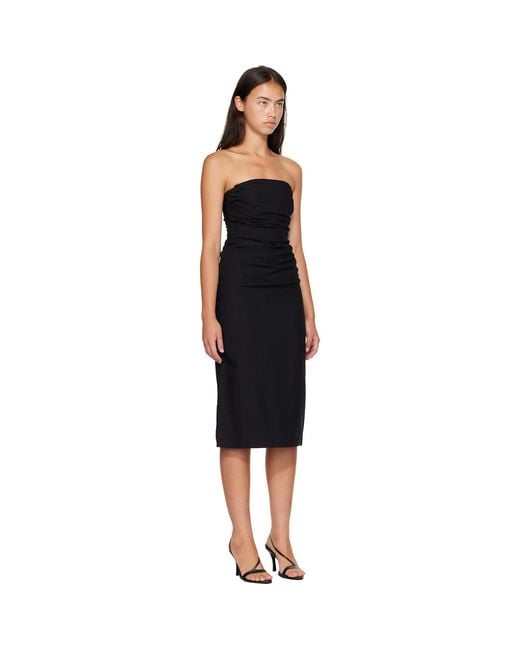 Anine Bing Black Tyla Midi Dress