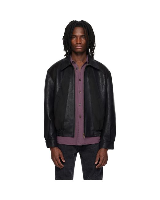 MMIC Black Rodeo Faux-Leather Jacket for men