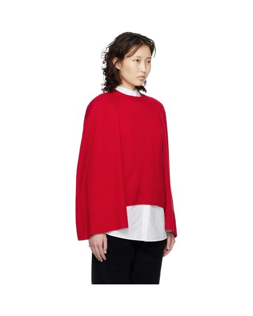 Totême Red Crew Cape Knit Sweater