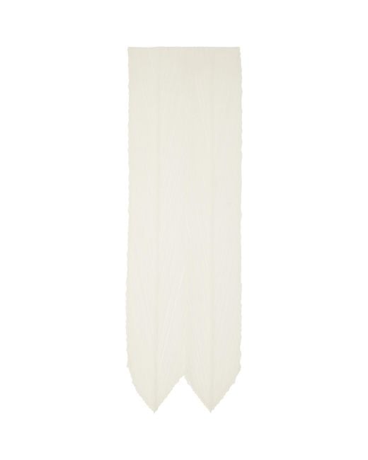 Pleats Please Issey Miyake White Skinny Scarf