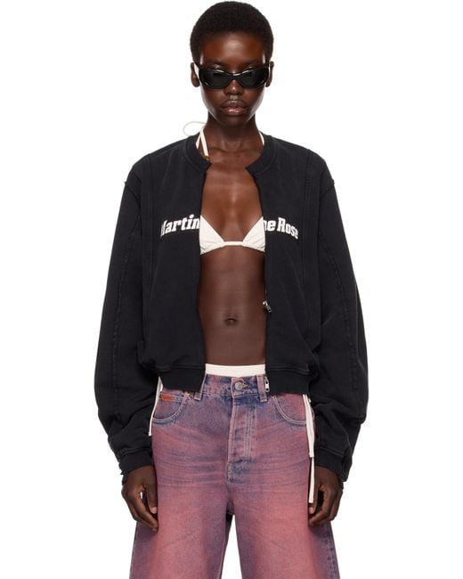Martine Rose Black Ssense Exclusive Shrunken Zip Up Crew Jacket