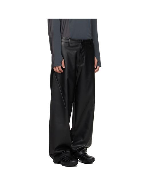 J EONGL I Black Ssense Exclusive Cicada Faux-Leather Trousers for men