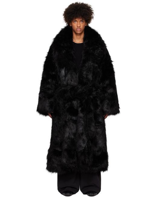 Entire studios Black Vast Faux Fur Coat for men