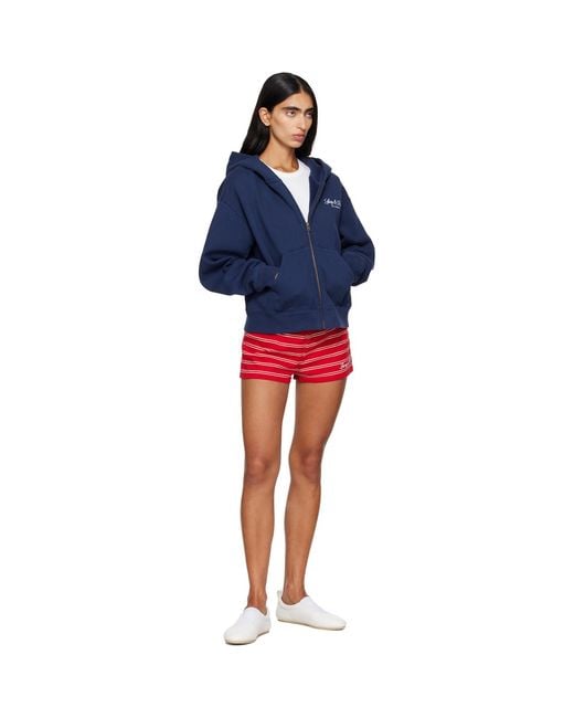 Sporty & Rich Blue Vendome La Embroidered Zip Hoodie