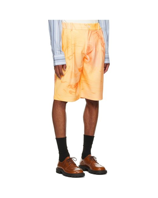 Feng Chen Wang Orange Phoenix Shorts for men
