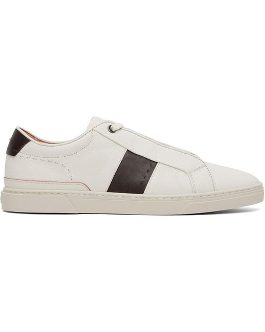 Boss White Gary Leather Sneakers for men