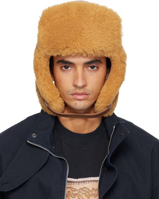 Acne Blue Shearling Aviator Hat for men