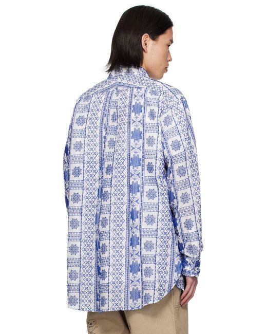 Enginee garments chemise bleu et blanc à motif graphique brodé Engineered Garments pour homme en coloris Blue