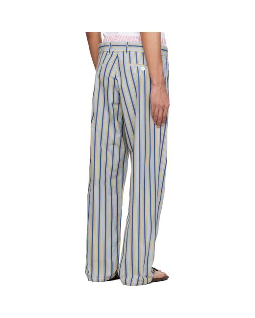 Marni Multicolor Striped Poplin Trompe L'Oeil Effect Trousers for men