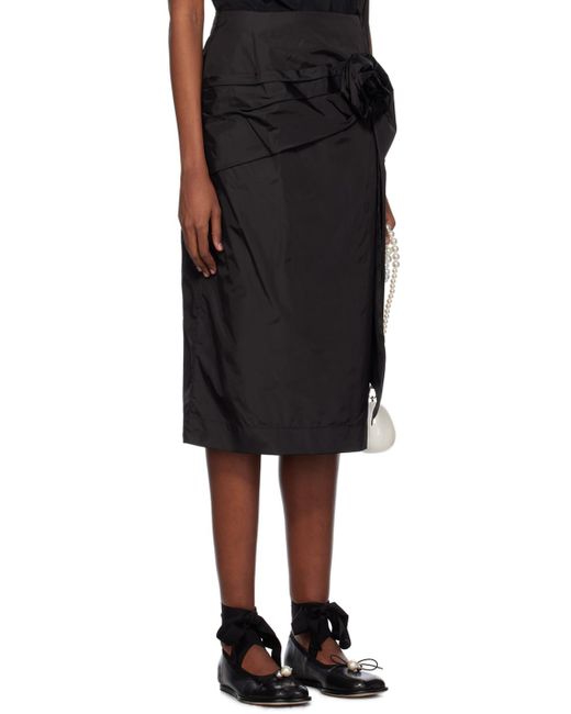 Simone Rocha Black Pressed Rose Midi Skirt