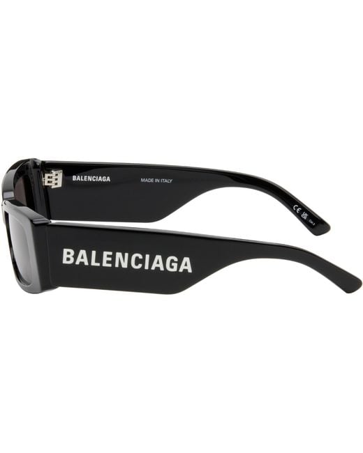 Balenciaga Black Rectangular Sunglasses for men