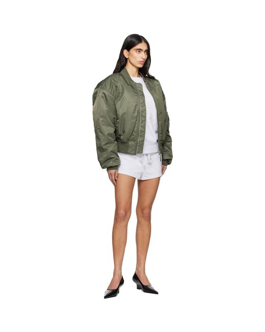 Entire studios Green Cropped Broad Bomber Jacket