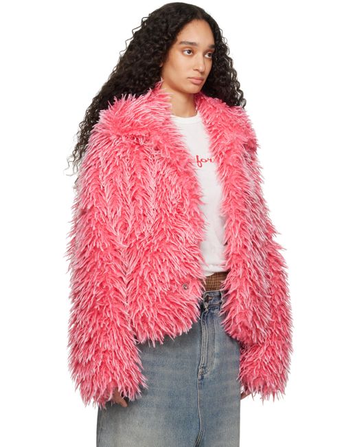 ERL Red Varsity Faux-fur Jacket