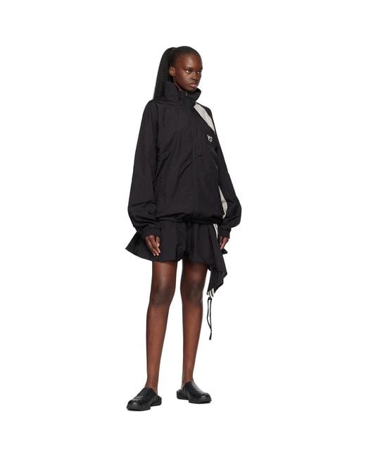Y-3 Black Raw Edge 3 Stripes Nylon Shell Jacket
