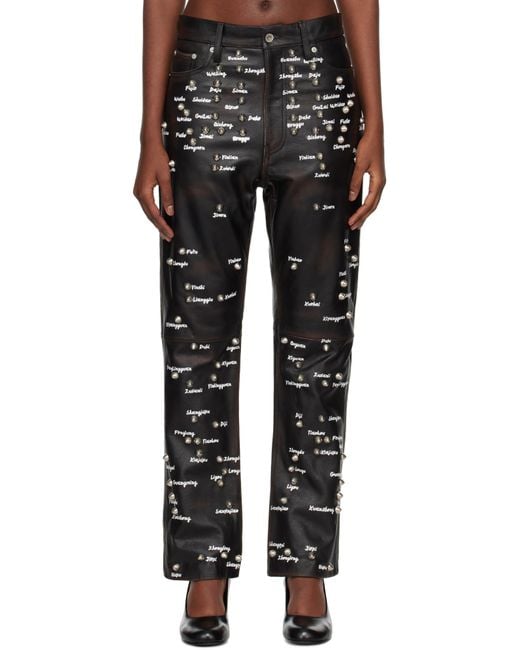 Doublet Black Pressure Points Studs Leather Pants