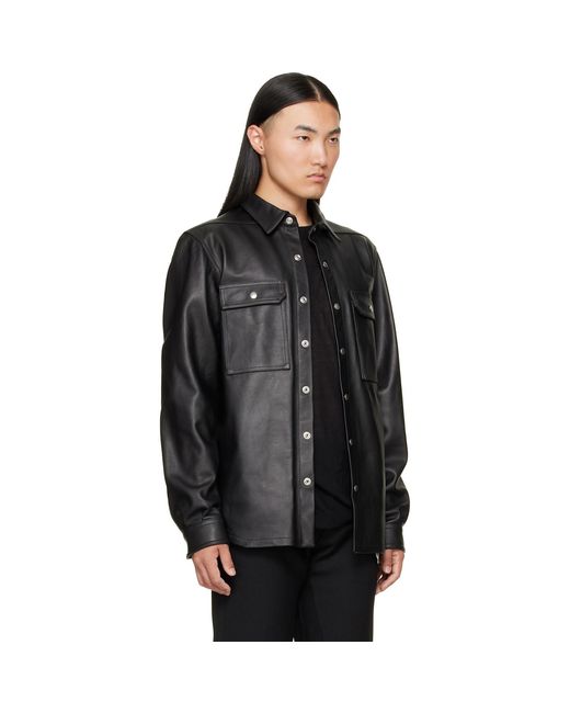 Rick Owens Black Tower Leather Overshirt for men