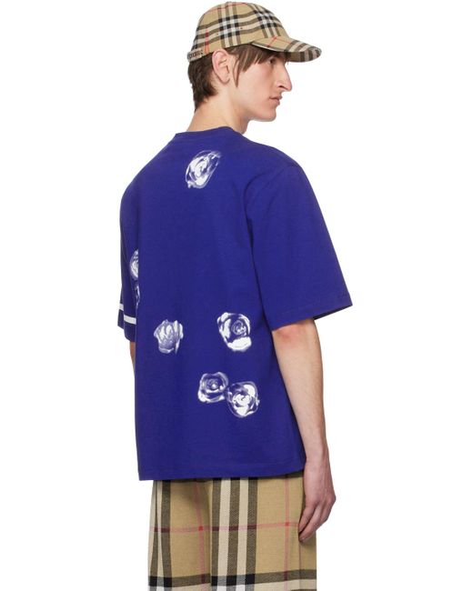 T-shirt bleu à images de rose Burberry pour homme en coloris Blue