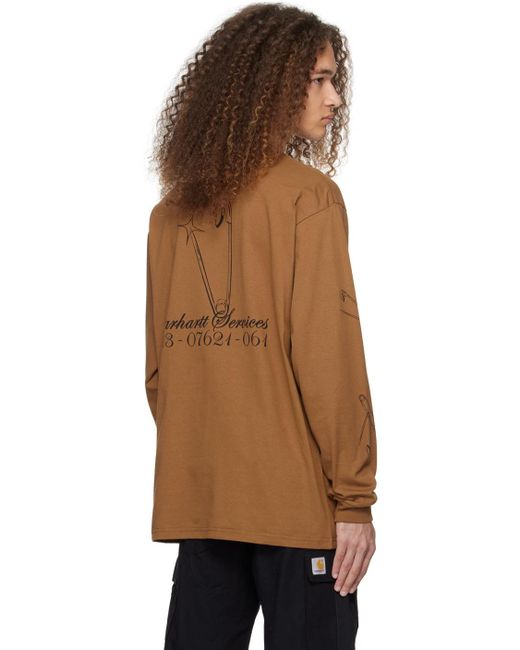 Carhartt Multicolor Brown Safety Pin Long Sleeve T-shirt for men