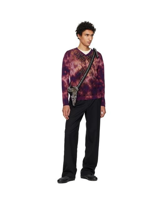 Kiko Kostadinov Red Hatha V-Neck Knit Sweater for men