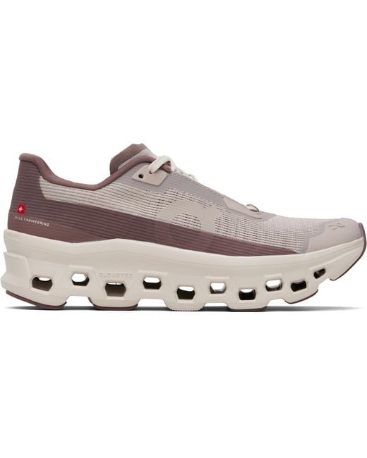 On Shoes Black Taupe & Burgundy Cloudmster Void Sneakers for men