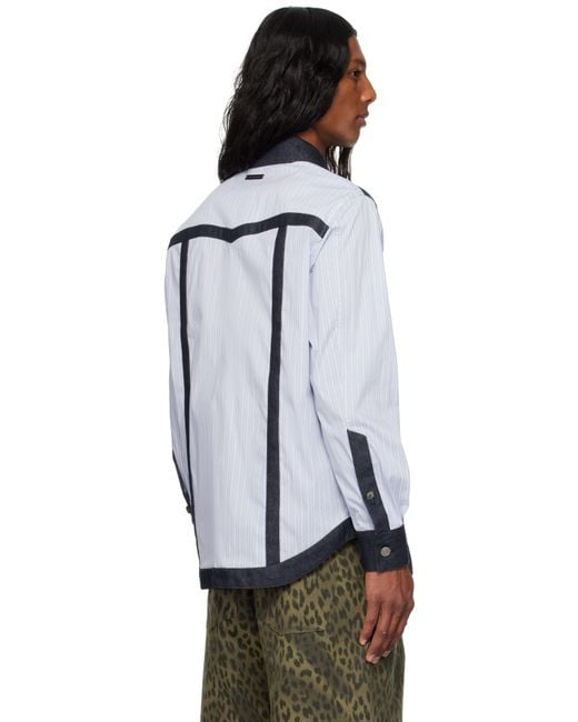 ANDERSSON BELL Black Denim & Stripe Shirt for men