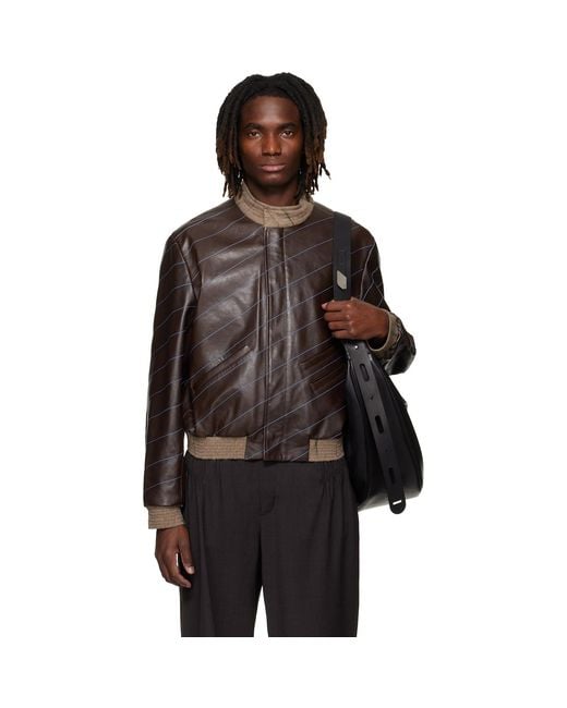 Kiko Kostadinov Black Tarhos Leather Jacket for men
