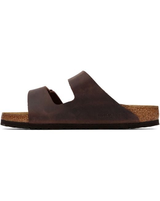 Birkenstock Brown Regular Arizona Oiled Leather Sandals for men