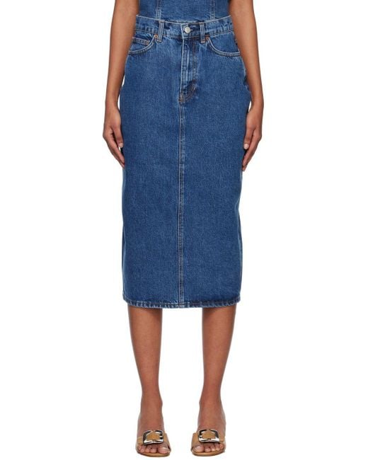 Reformation Blue Jayde Denim Midi Skirt | Lyst