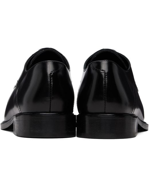STEFAN COOKE Black Slashed Square Toe Derbys for men