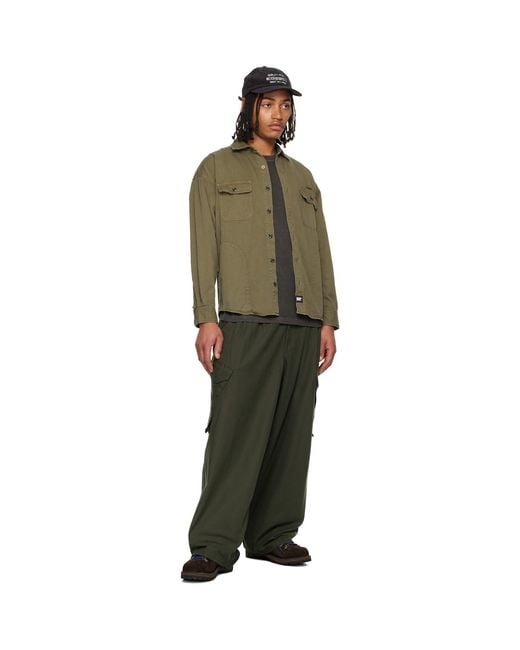 Neighborhood Green Khaki Garment Dyed Shirt for men
