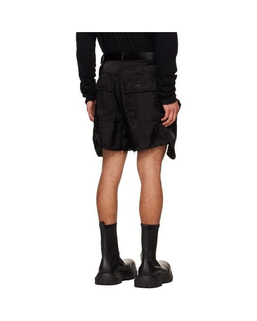 Rick Owens Black Temple Stefan Cargo Shorts for men
