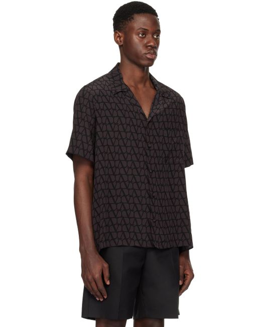 Chemise brune à motif toile iconographe imprimé Valentino pour homme en coloris Black