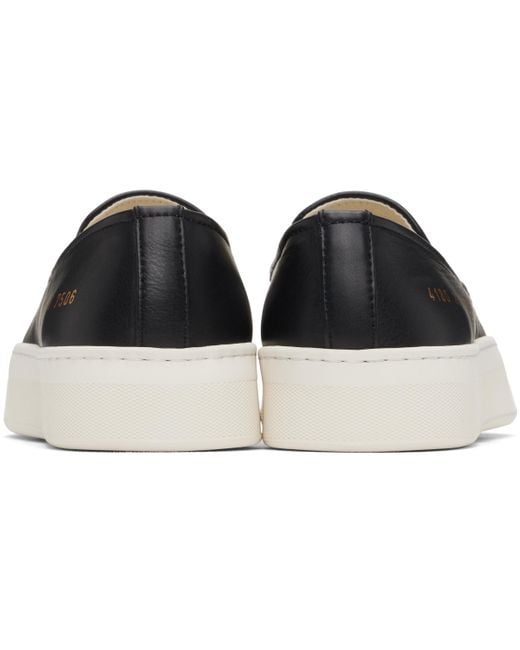 Common Projects Black Leather Slip-On Sneakers