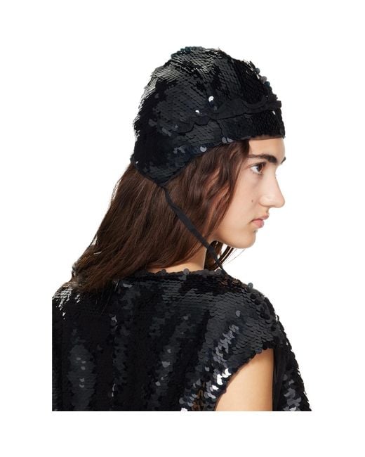 Simone Rocha Black Sequin Bonnet