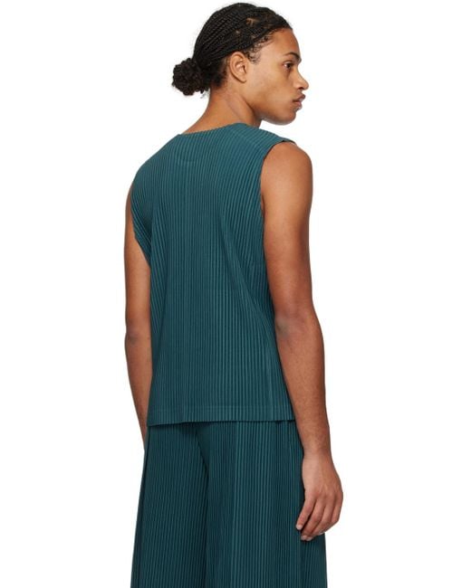 Homme Plissé Issey Miyake Blue Homme Plissé Issey Miyake Green Tailored Pleats 2 Tank Top for men
