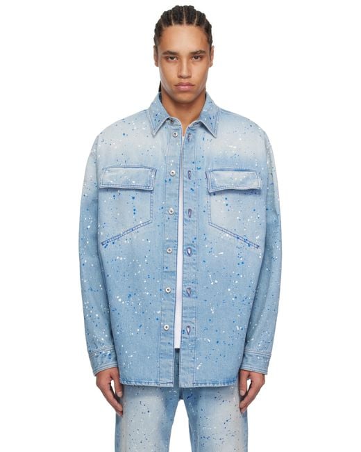 Off-White c/o Virgil Abloh Blue Paint Splatter Denim Jacket for men
