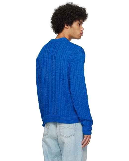 メンズ Bally ブルー ロゴ刺繍 セーター Blue