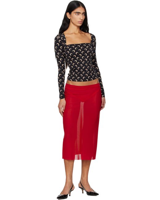 MARINE SERRE Red Moon Printed Square Neck T-Shirt