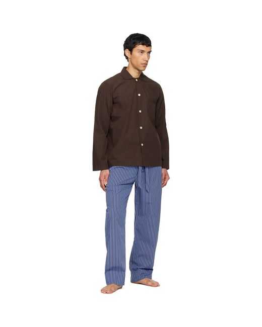 Tekla Blue Poplin Pyjama Pants for men