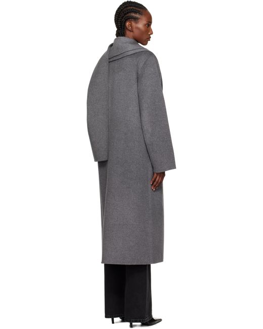 Manteau Gris En Étoffe Double Face À Écharpe Rohe en coloris Black